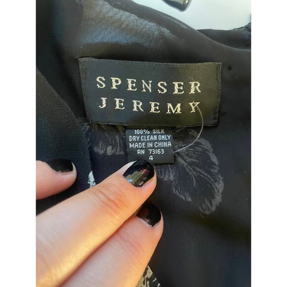 Vintage 90s 100% Silk Midi Length Dress Black + Feathers SMALL - Picture 6 of 9